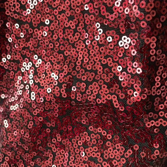 Deep V Neck Backless Sequin Wrap Dress Burgundy SHEIN - Picture 5 of 7